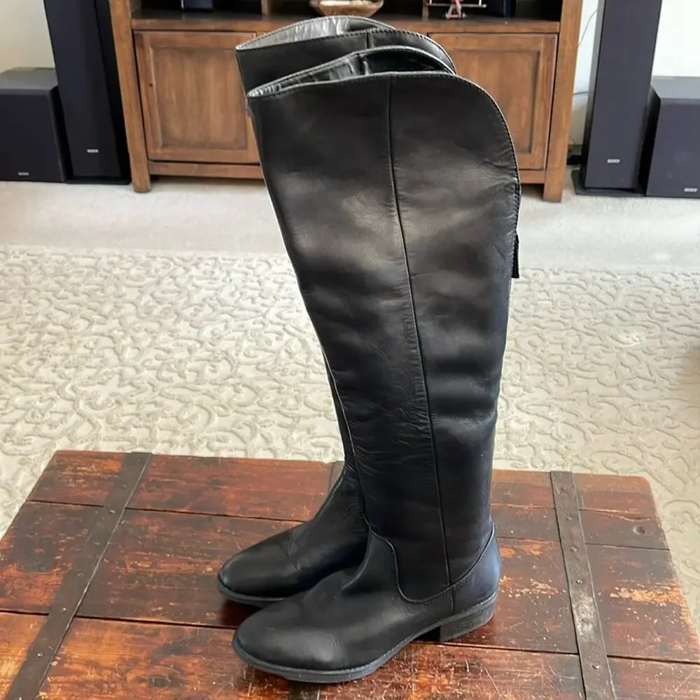 Arturo Chiang Black Leather Over The Knee Boots Size 7.5